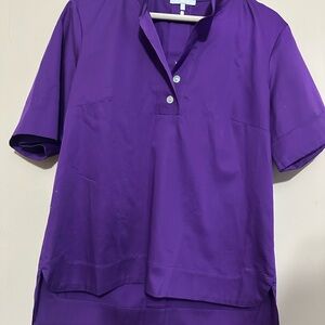 Purple Split-Neck Tunic Blouse